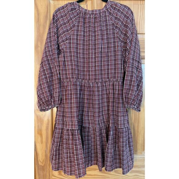 Madewell Size MED Dress Perf Fall Colors Pockets Long Sleeves - Picture 2 of 6